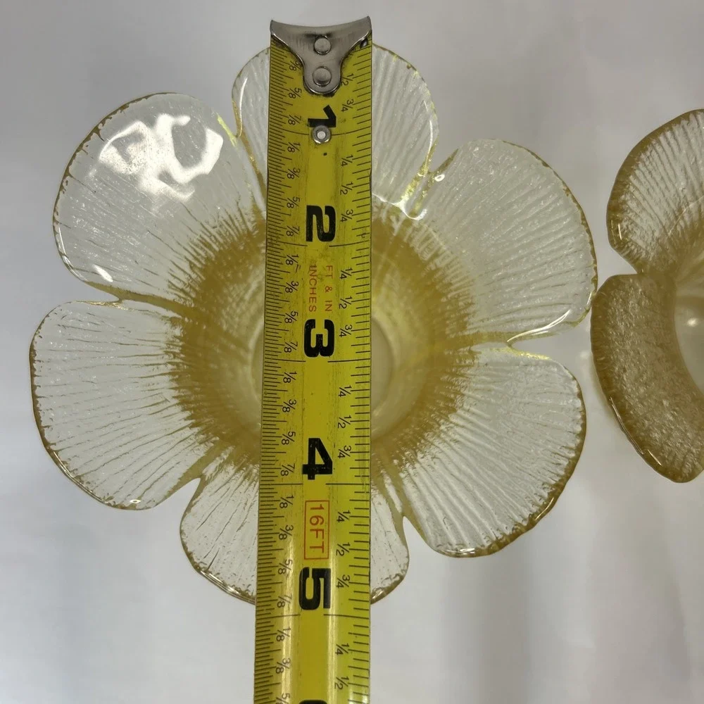 Viking? Glass Yellow Flower Petal‎ Textured Vases 4 Inch (2)